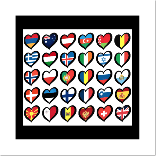 Eurovision Song Contest Flags Hearts Posters and Art